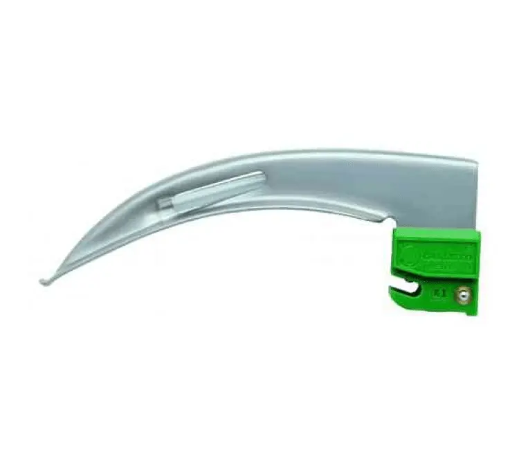 Close up on a single use Timesco Callisto fibre optic laryngoscope, distributed in Ireland by Armstrong Medical